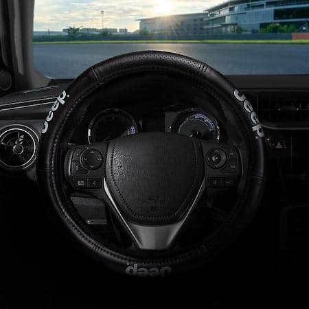 Jeep Elite Steering Wheel Cover: Speed Grip, Padded Leather-Like, Fits 14.5-15 in.