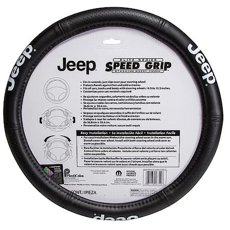 Jeep Elite Steering Wheel Cover: Speed Grip, Padded Leather-Like, Fits 14.5-15 in.