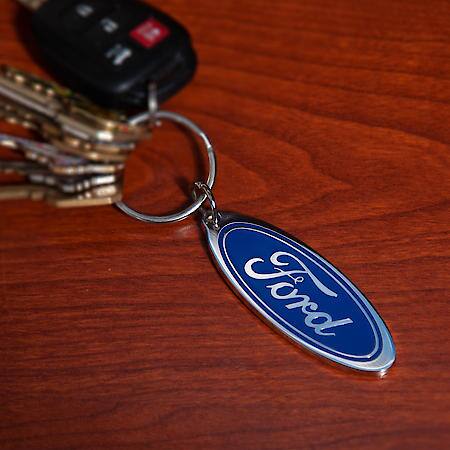 Ford Key Chain: Enamel Metal Keychain, Silver with Blue Logo