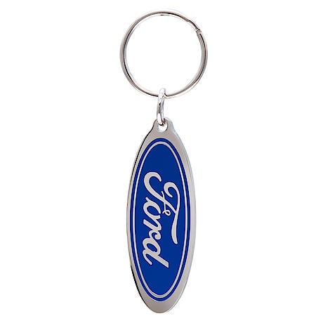 Ford Key Chain: Enamel Metal Keychain, Silver with Blue Logo