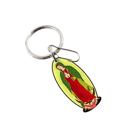 Lady Guadalupe Key Chain: PVC Keychain with Clip and Split Ring