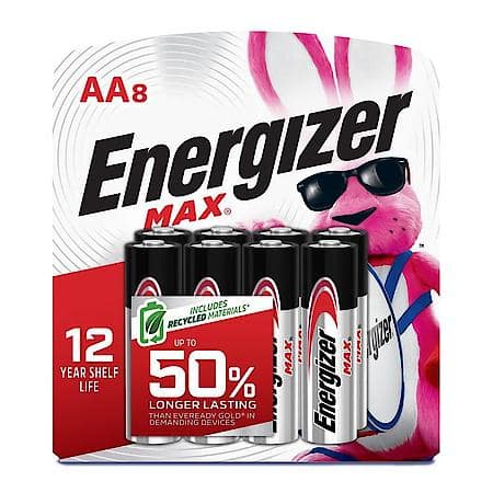 MAX AA Batteries (8 Pack), Double A Alkaline Batteries