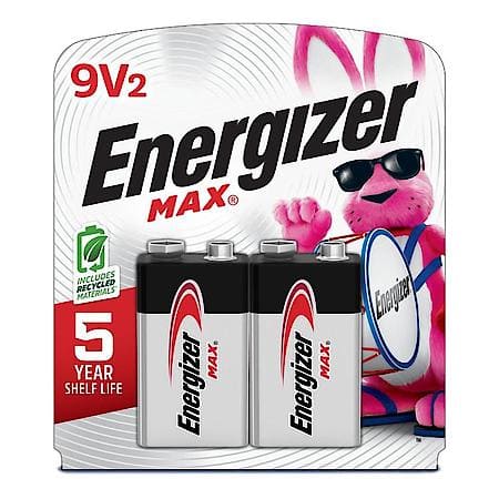Energizer MAX 9V Batteries (2 Pack), 9 Volt Alkaline Batteries