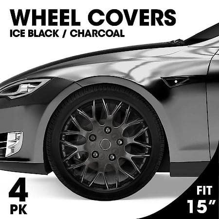 AutoCraft 15" Wheel Cover: 10-Spoke, Charcoal & Ice Black, High Impact Plastic, 4 Pack