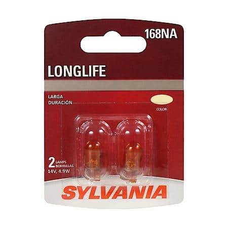 168NA Long Life: Amber Mini Bulb, Standard Performance, 2 Pack