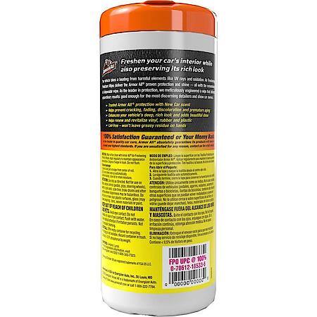Air Freshening Protectant Wipes, New Car, 25ct