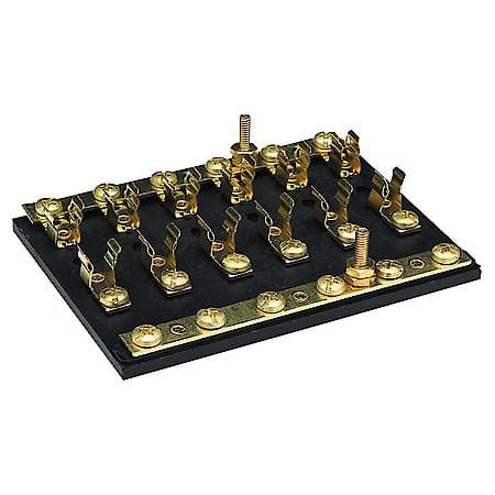 Fuse Block - 4 Gang Style - Brass Clips With Common Buss Bar - Use For 3Ag Series 1/4" Glass Fuses