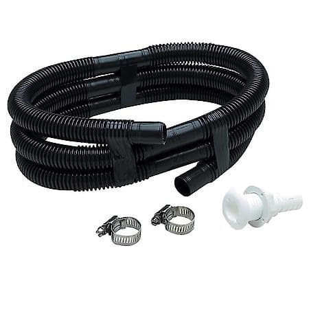 Bilge Pump Intallation Kit - 3/4" Black Cor. 6' Hose-2 #10 S Steel Hose Clamps- 3/4" White Thru Hull