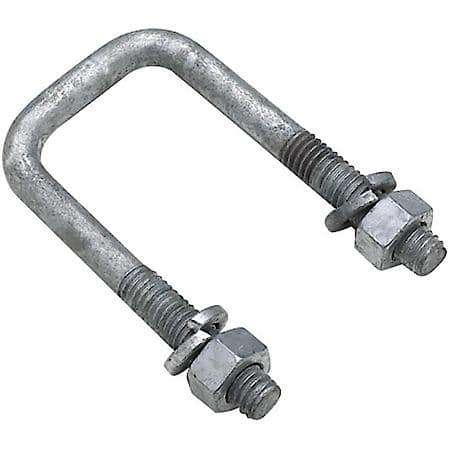 U-Bolt, Square - Galvanized, With Nuts & Washers - Dimensions: 1-9/16 X 3-9/16 X 1-3/4 - Dia 7/16"