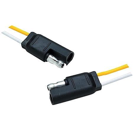 2-Pole Flat Molded Connector - Consists Of 12" Lead Wire Each Side. For 6,12 - 24 Volt Applications