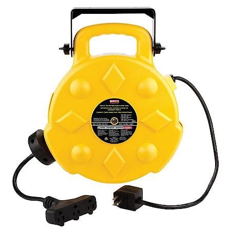 50Ft Retractable Polymer Cord Reel W/3 Outlets - 13Amp
