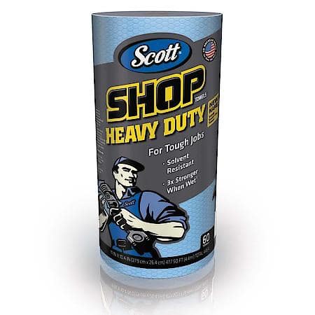 Shop Towels Roll, Heavy Duty, Blue, 60 Towels/Roll