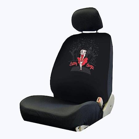 Betty Boop Seat Covers: Black, Polyester, Low Back, Easy To Install, 1 Pack