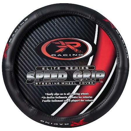 R Racing Steering Wheel Cover: Padded Leather-Like, Fits 14.5-15.5", Speed Grip