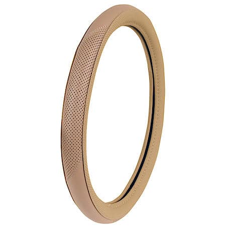 CUSTOM GRIP TAN PERF RAISED STITCH TPE CORE STEERING WHEEL COVER