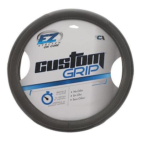 Custom Grip Grey Perf Raised Stitch TPE Core Steering Wheel Cover