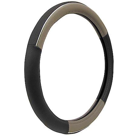 STEERING WHEEL COVER - BLACK & GRAY W/CHROME ACCENT