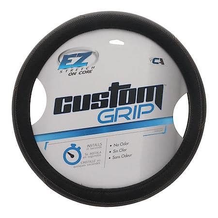 Custom Grip Black Perf Raised Stitch TPE Core Steering Wheel Cover