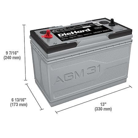 Battery : 31T Group Size, 900 CCA, 1125 CA, 200 Minute Reserve Capacity