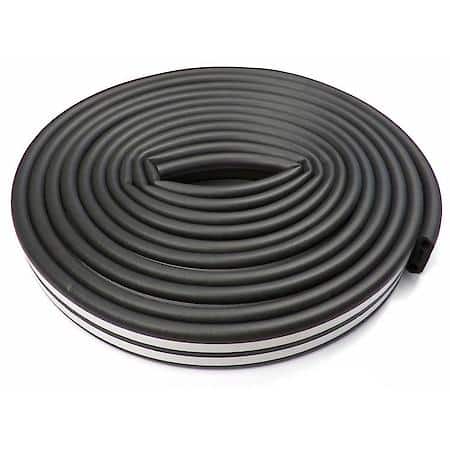 Deluxe Camper Top Seal Adhesive Backed, 1-5/8 in. x 1/2 in. 100 ft, Black