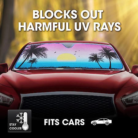 Windshield Sunshade, Tropical, Standard 58" x 24", Accordion Style