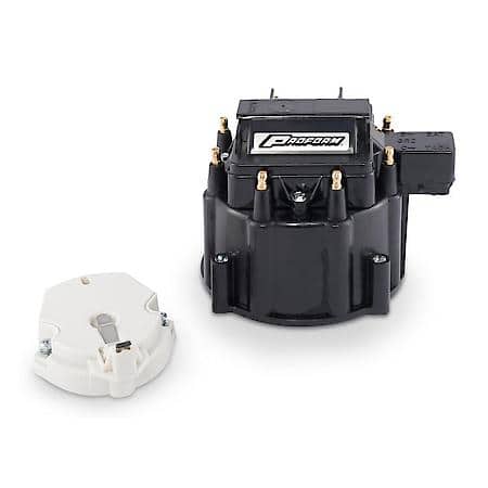 HEI Distributor Cap, Coil, and Rotor Kit; Black Cap, Fits V8 GM Distributors
