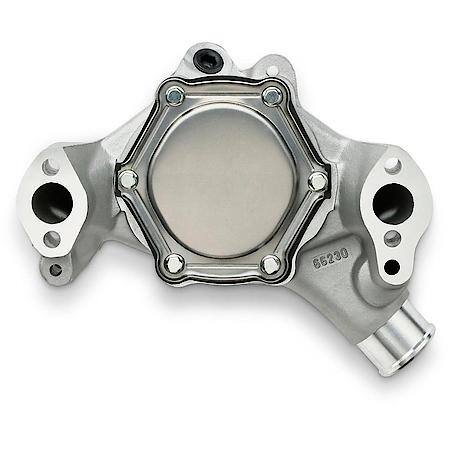 High-Flow Mechanical Water Pump, Long Style, Satin Finish; Aluminum, Fits Chevy Small Block Gen I