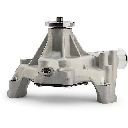 High-Flow Mechanical Water Pump, Long Style, Satin Finish; Aluminum, Fits Chevy Small Block Gen I