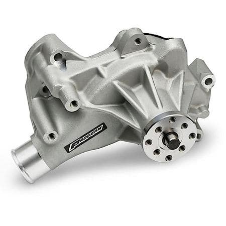 High-Flow Mechanical Water Pump, Long Style, Satin Finish; Aluminum, Fits Chevy Small Block Gen I