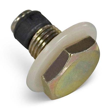 Oil Pan Drain Plug, Gold Iridate, 12"-20 Thread, rubber extension seals when changing engine oil.