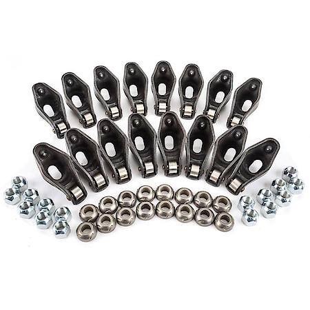 Steel Rocker Arms, 1.5 Ratio; 3/8" Stud; Fits Chevy Small Block V8 Engines, set of 16