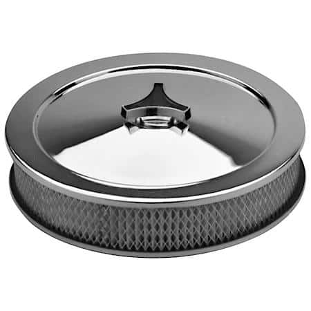 Stamped Steel Air Cleaner w/ Tri-Star Wing Nut; Chrome; 10" Diameter