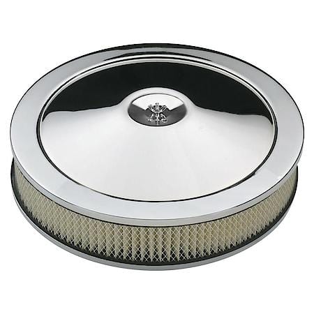 Stamped Steel Air Cleaner; Chrome w/ Center Wing Nut, 9" Dia.