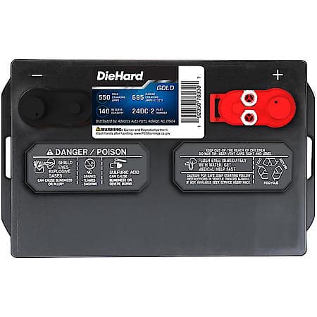 Battery : 24M Group Size, 550 CCA, 685 CA, 140 Minute Reserve Capacity