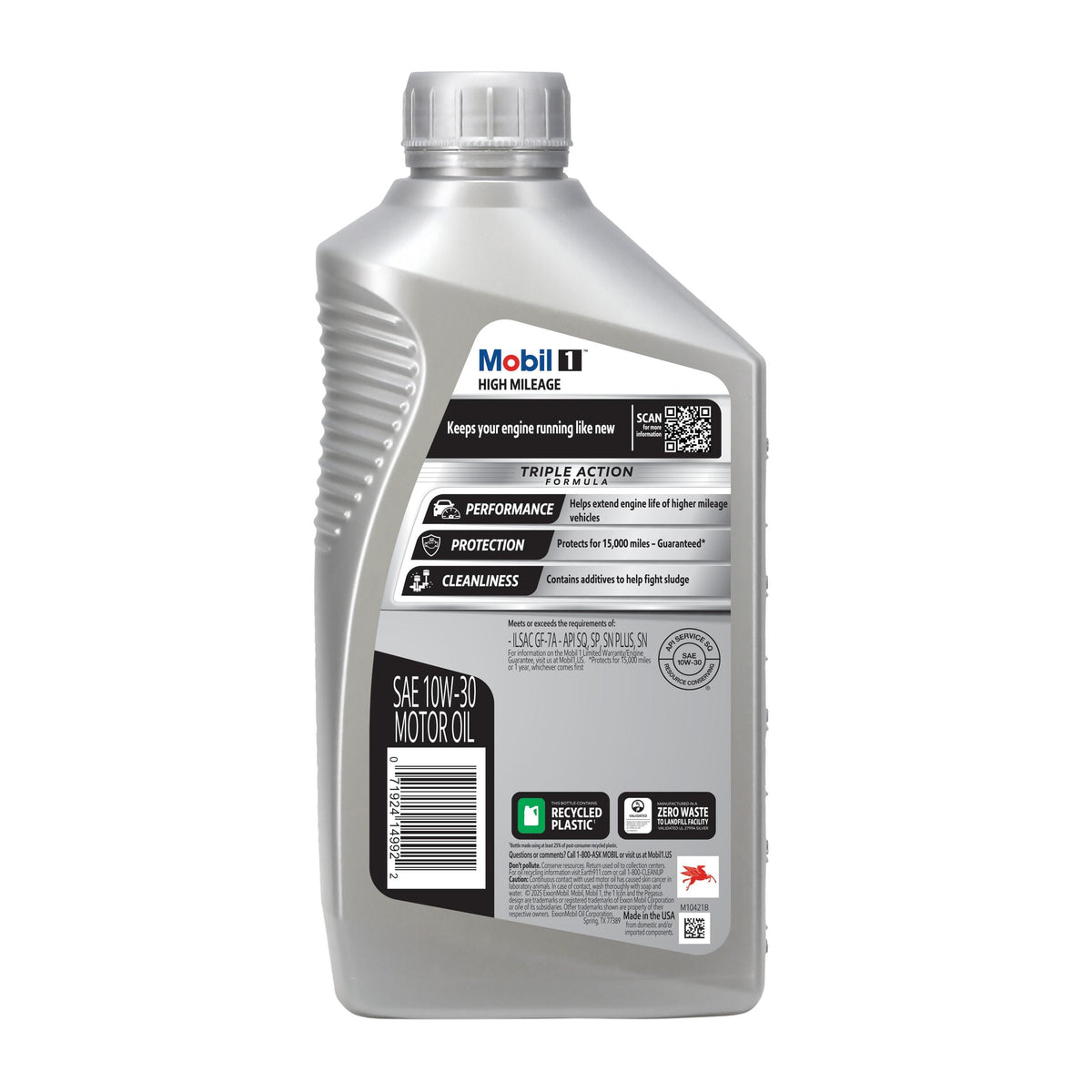 Mobil 1 High Mileage Full Synthetic 10W-30 Motor Oil 1 Quart 103535