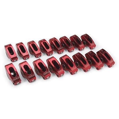 Red Roller Rockers for Small-Block Chevy 3/8 stud 1.5:1 Ratio (Qty 16)