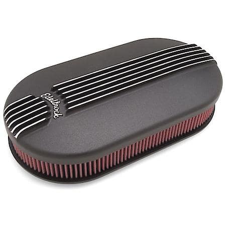 Pro-Flo Black Large Oval Cast Air Cleaner for Dual-Quads - 2.4" Element