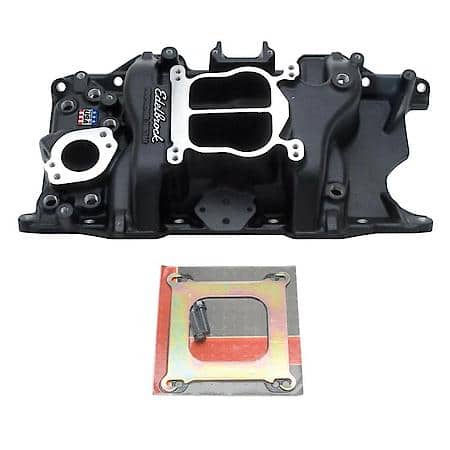 Performer 318/360 Intake Manifold for S/B Chrysler, LA Series, Black Finish