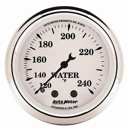 Gauge; Water Temperature; 2 1/16"; 120-240 Deg. F; Mechanical; Old Tyme White
