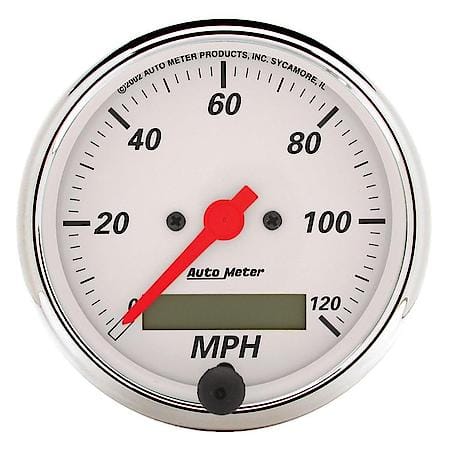 Gauge; Speedometer; 3 1/8"; 120MPH; Electrical Prog. With LCD ODO; Arctic White