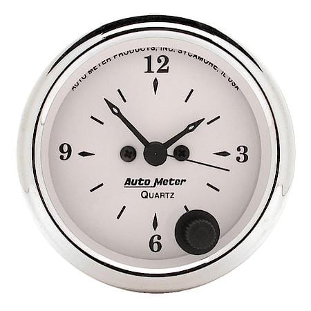 Gauge; Clock; 2 1/16"; 12 Hour; Analog; Old Tyme White