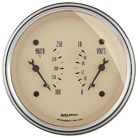 Gauge; Dual; Wtmp/Volt; 3 3/8"; 250 Deg. F/18V; Electric; Antique Beige