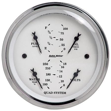 Gauge; Quad; 3 3/8"; 240Oe-33Of; Electric; Old Tyme White