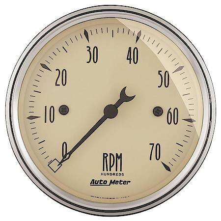Gauge; Tachometer; 3 1/8"; 7K RPM; In-Dash; Antique Beige