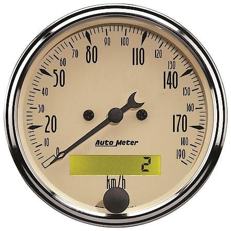 Gauge; Speedometer; 3 1/8"; 190Km/H; Electrical Prog. With LCD ODO; Antique Beige