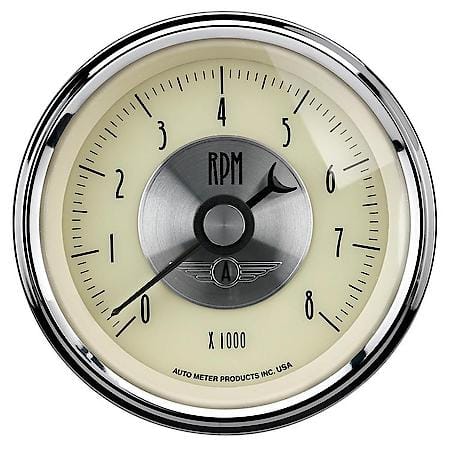 Gauge; Tachometer; 3 3/8"; 8K RPM; In-Dash; Prestige Antique Ivory