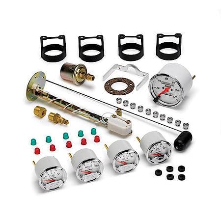 Gauge Kit; 5 Piece; 3 1/8 in./2 1/16"; Mechanical Speedometer.; Chevrolet Heritage Bowtie