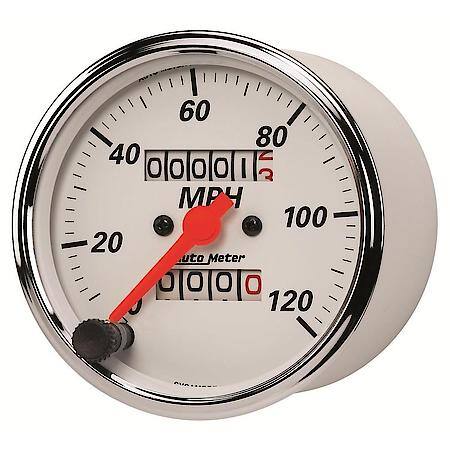 Gauge; Speedometer; 3 1/8"; 120MPH; Mechanical; Arctic White