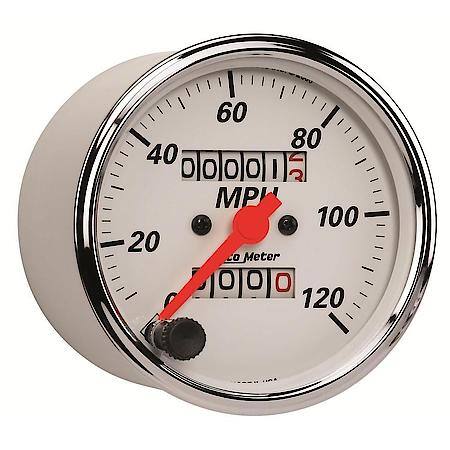 Gauge; Speedometer; 3 1/8"; 120MPH; Mechanical; Arctic White