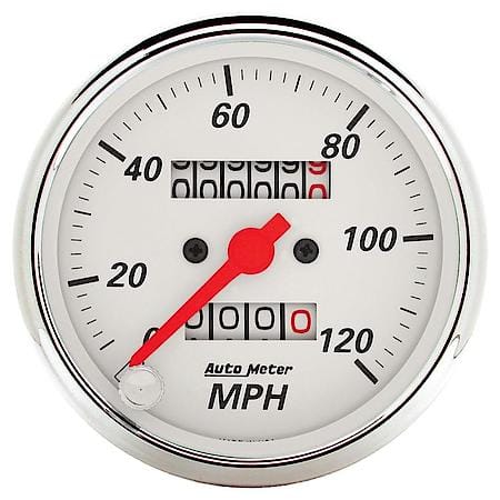 Gauge; Speedometer; 3 1/8"; 120MPH; Mechanical; Arctic White